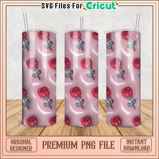 Elegant Rose Tumbler PNG Design for Cricut Craft Projects