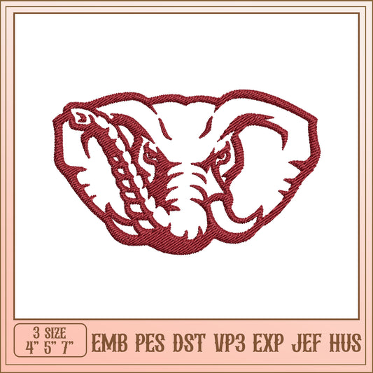 Elephant Head Embroidery Design