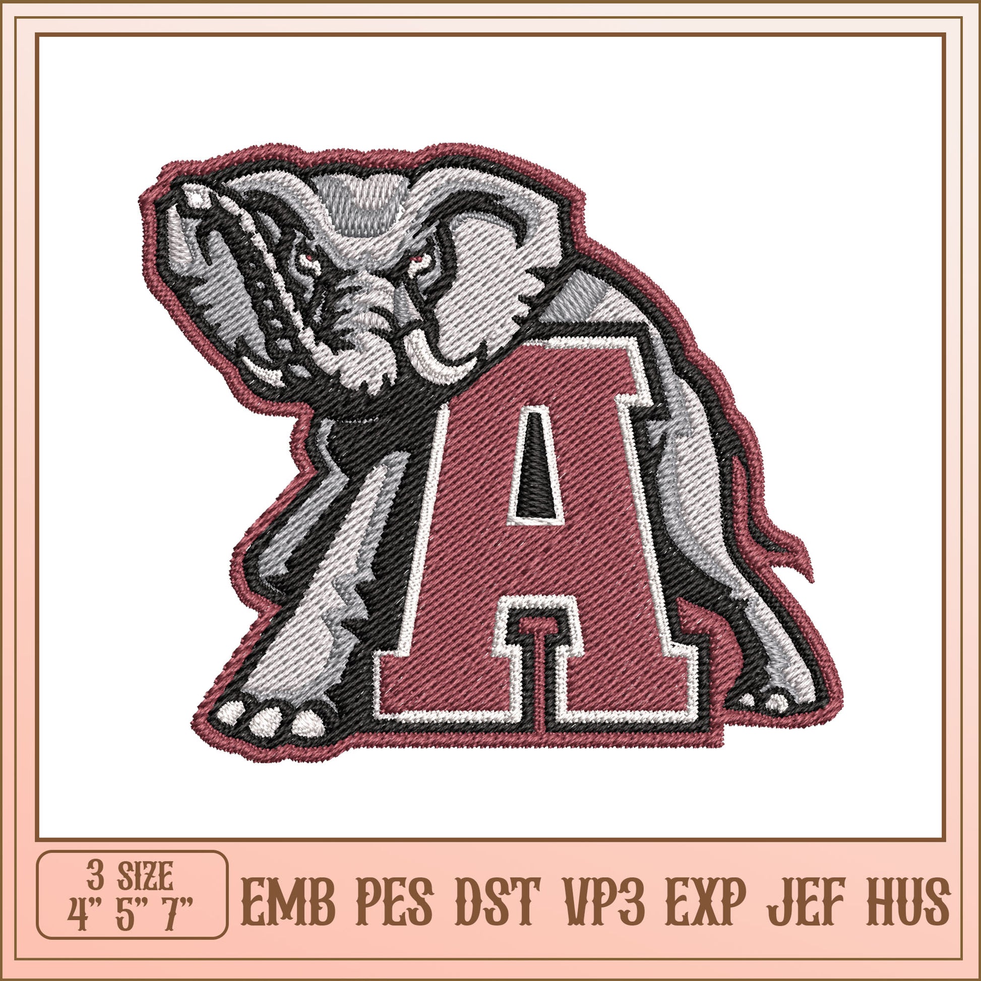 Elephant Mascot Embroidery Design