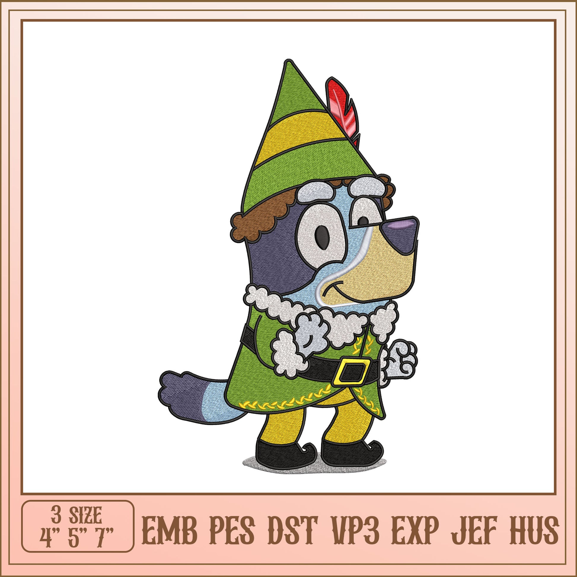 Elf Dog Embroidery Design