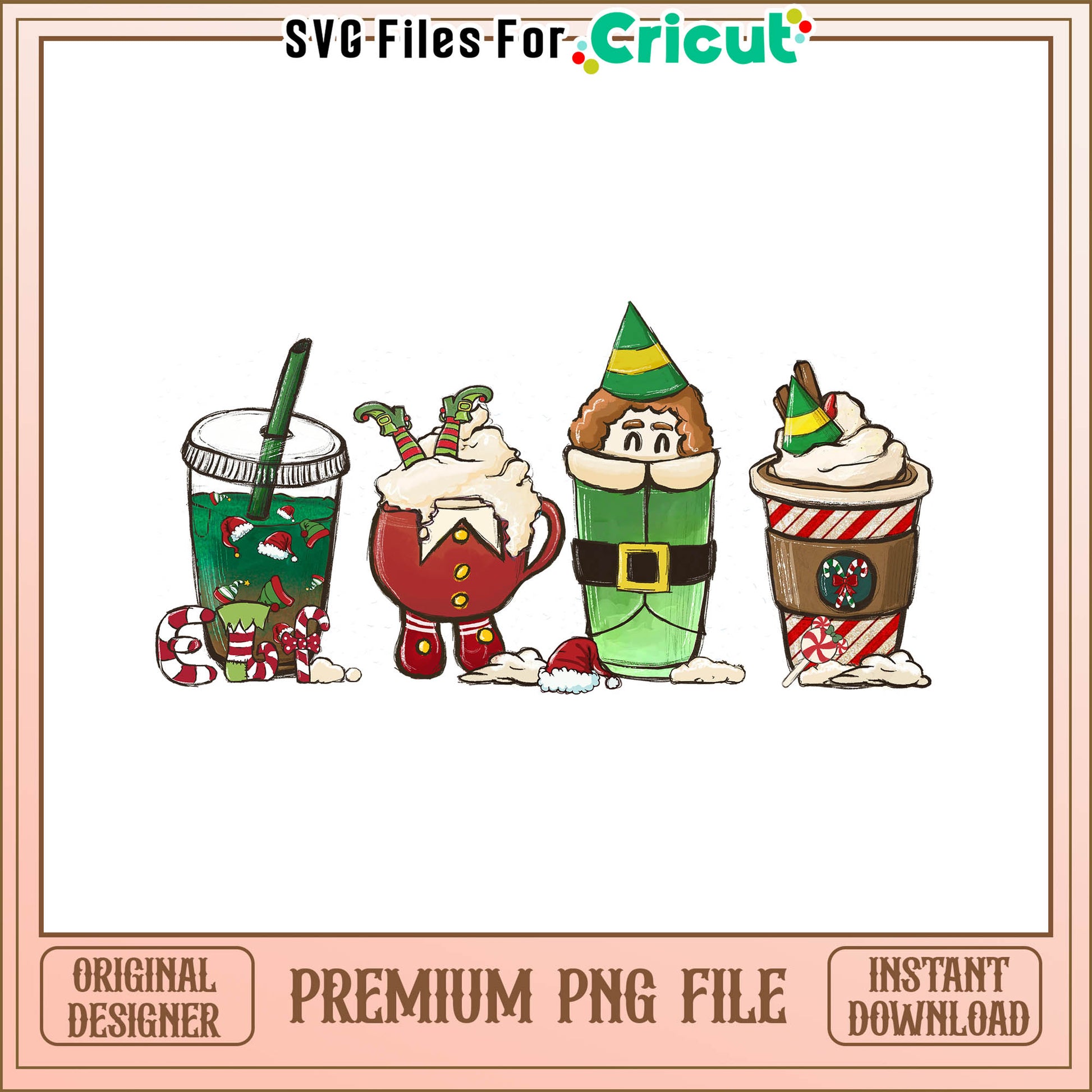 Elf cup merry christmas png, elf cup png, green elf cup png