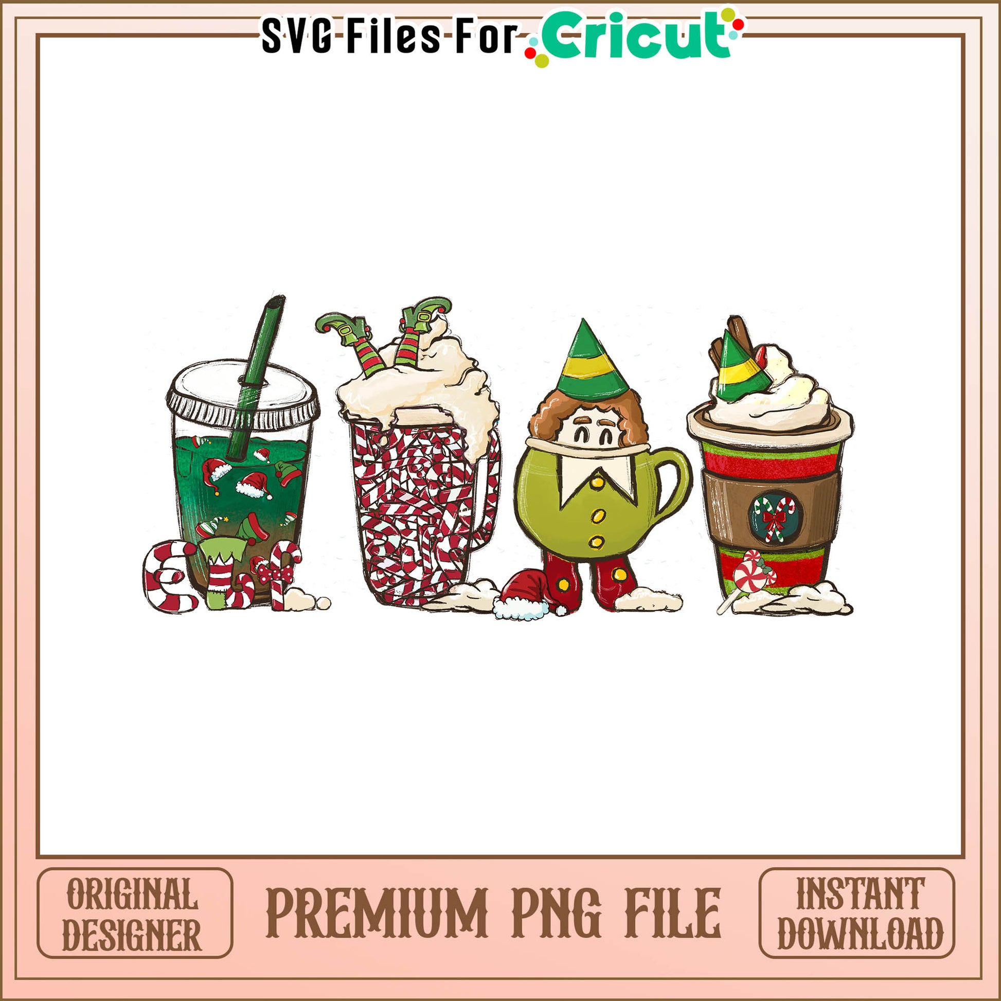 Elf cartoon cup merry christmas png, disney elf characters​ png