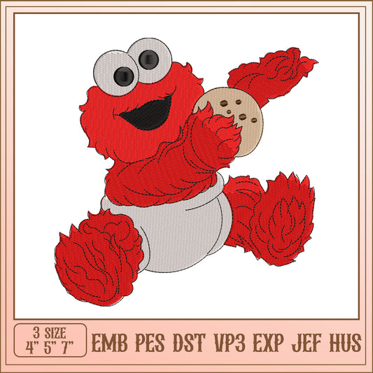 Elmo Embroidery Design 4x7 Inch