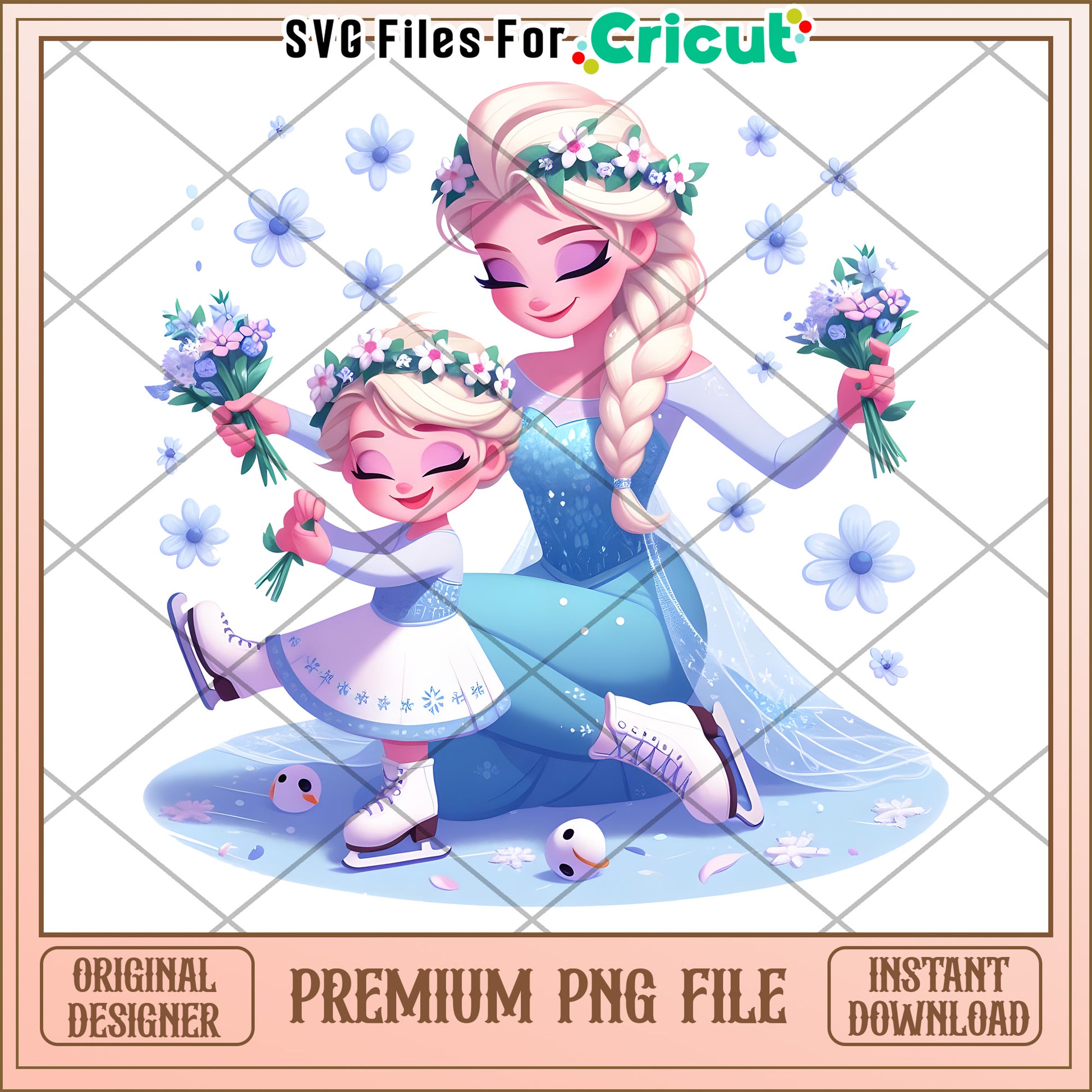 Elsa Anna Ice Skating PNG Sublimation