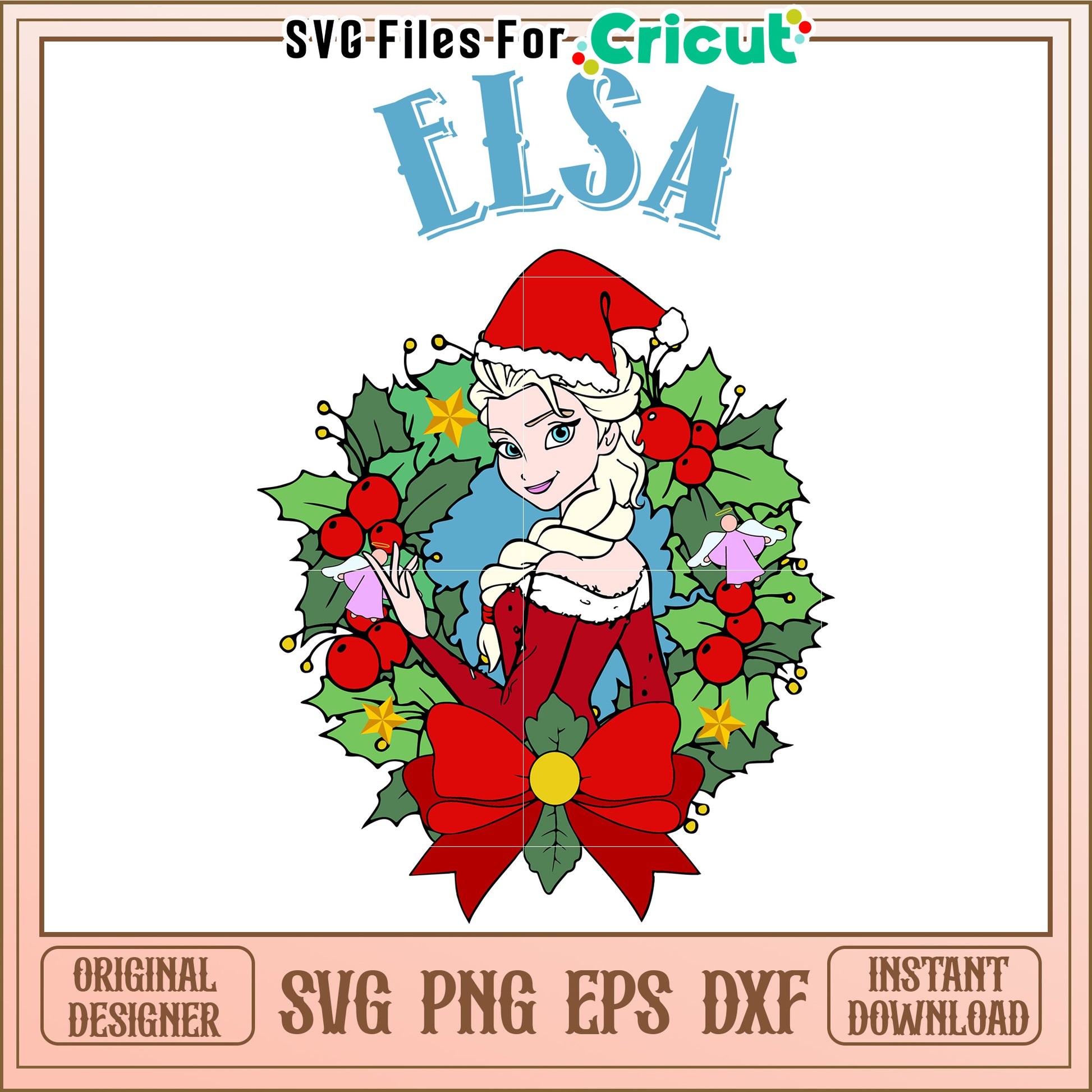 Elsa Christmas Wreath SVG PNG EPS DXF