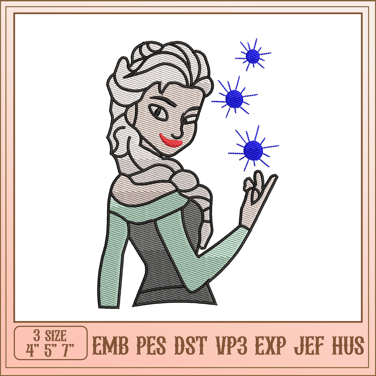 Elsa Embroidery Design - 3 Sizes