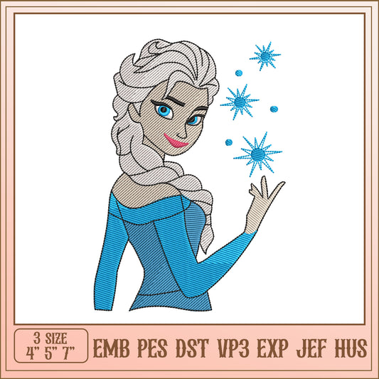 Elsa Embroidery Design 4x5x7 Inch