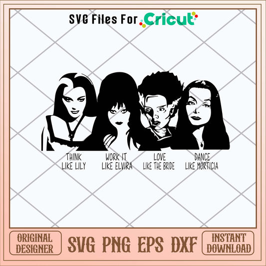 Elvira Lily Munster Morticia Bride of Frankenstein Svg