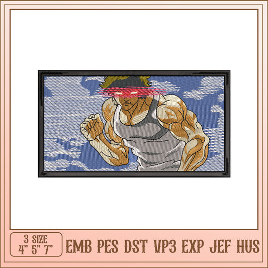 Embroidery Design Baki Muscle Patch
