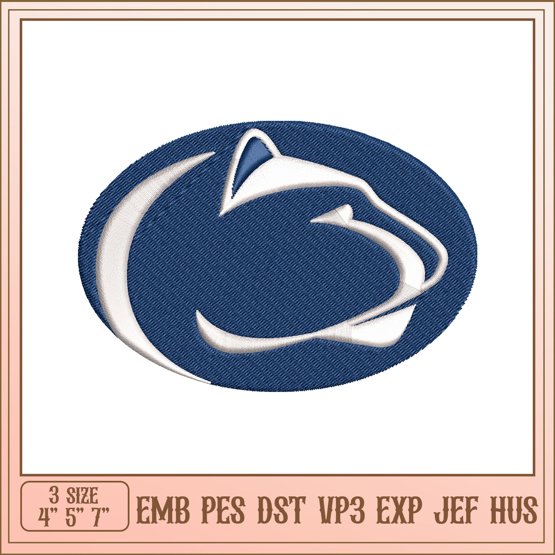 Embroidery Design Blue Cat Logo in Multiple Formats and Sizes