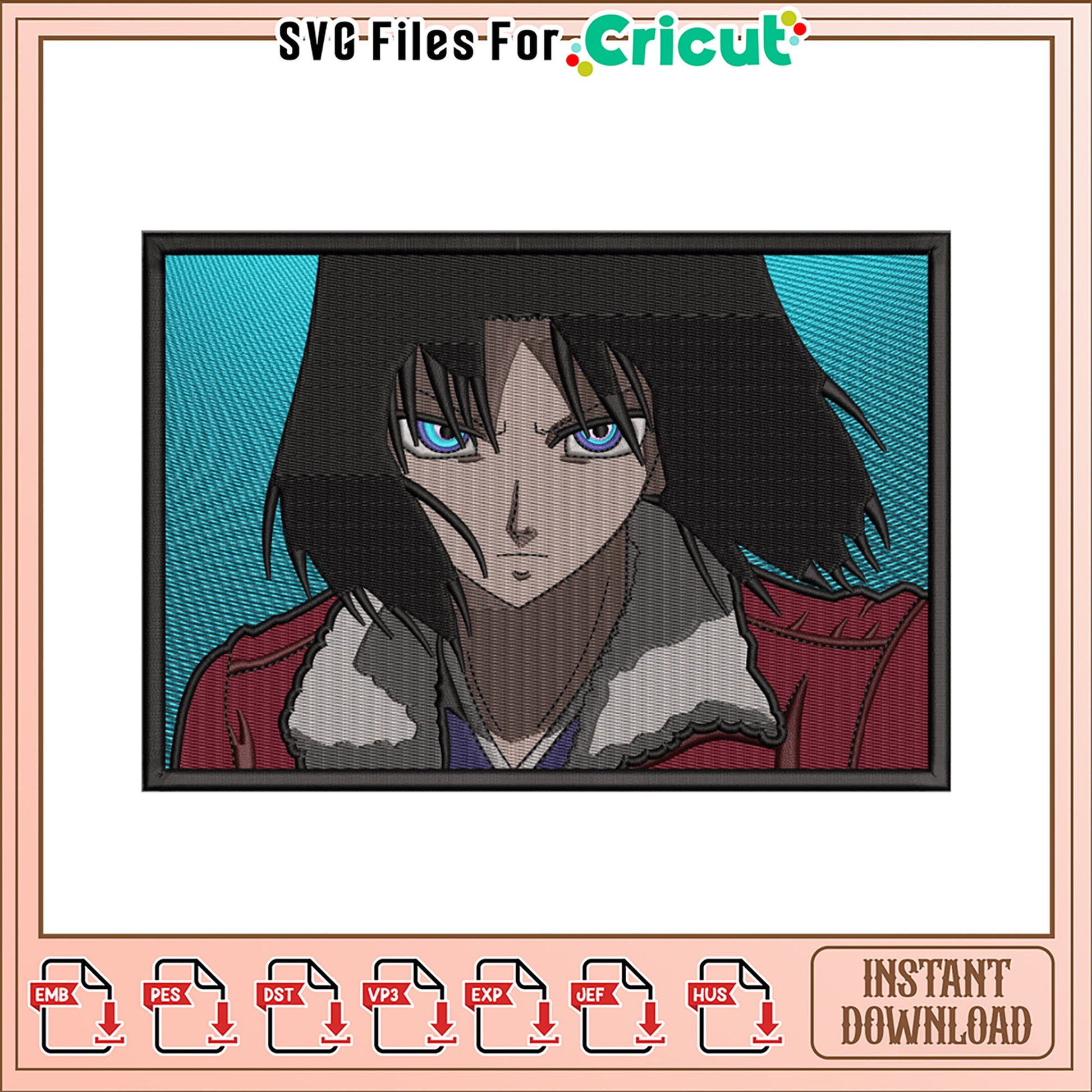 Embroidery Design Bold Character Art Instant Download