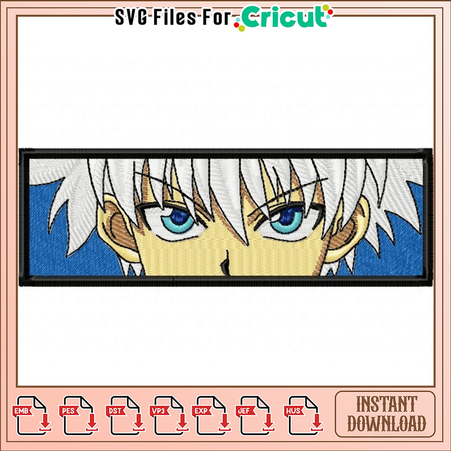 Embroidery Design Boy with White Hair Instant Download