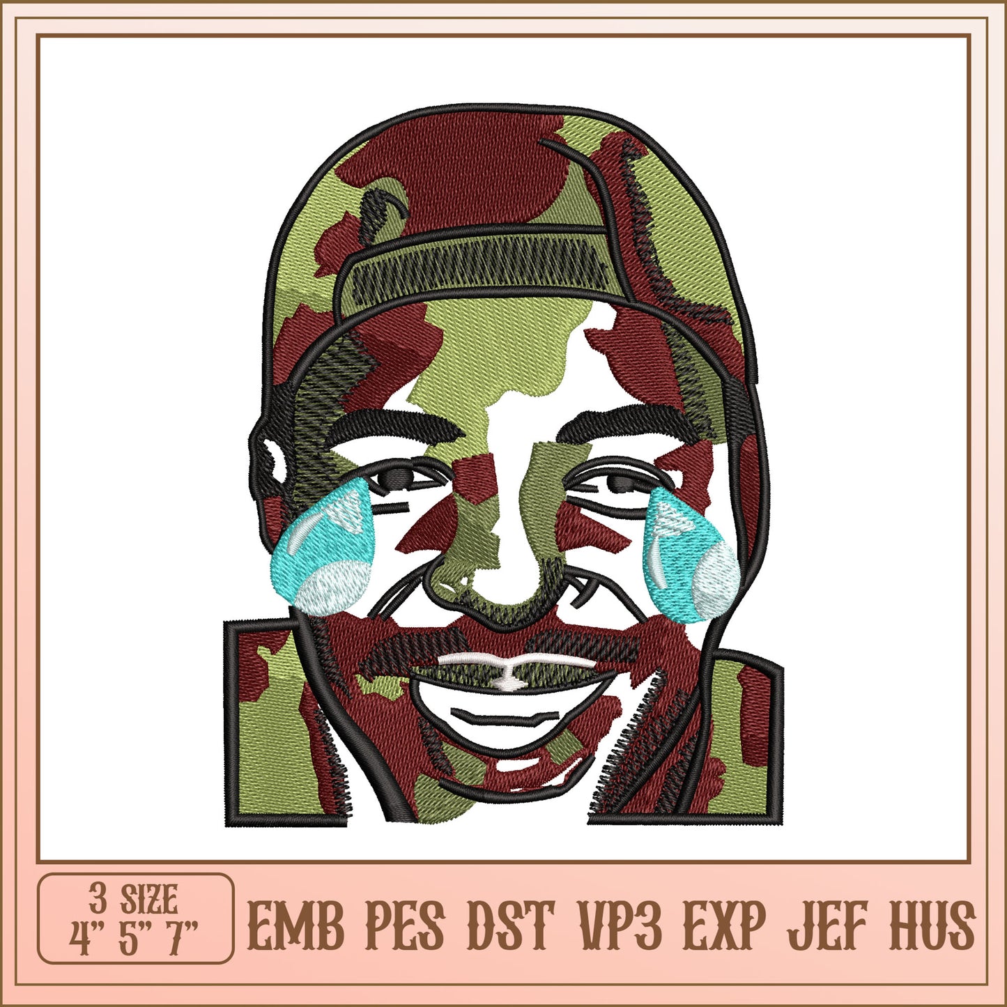 Embroidery Design Camo Man Face