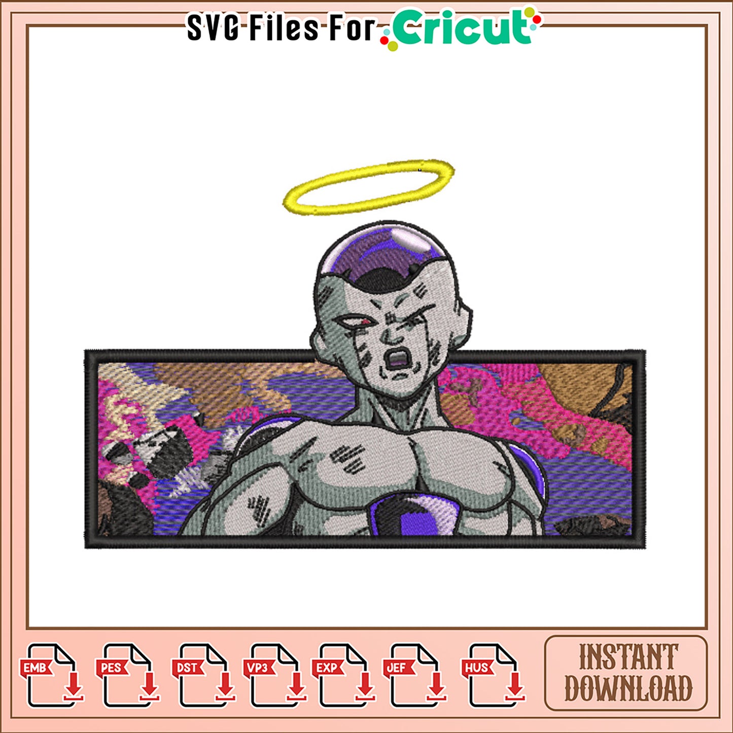 Embroidery Design Cartoon Character with Halo Instant Download