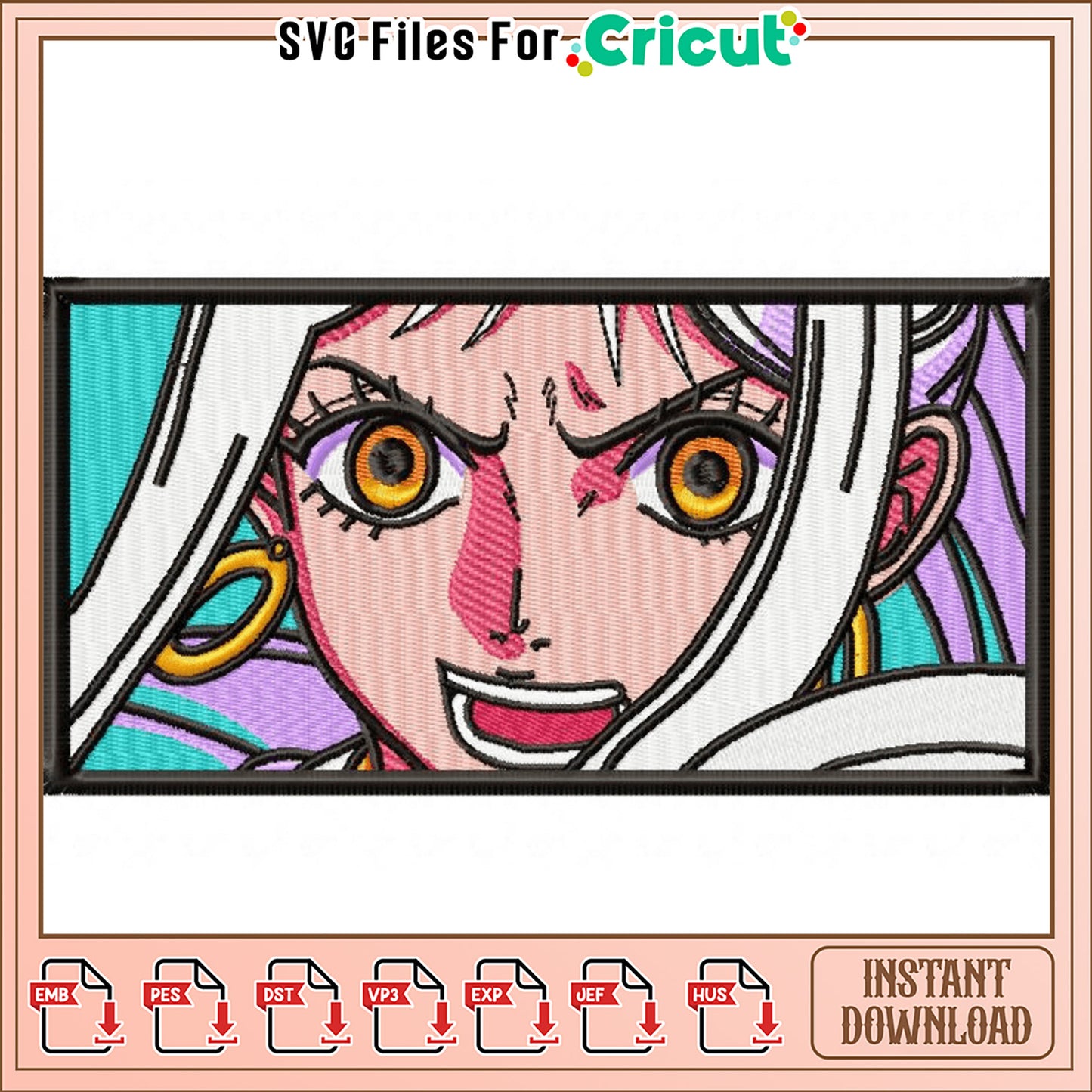 Embroidery Design Colorful Character Art for Instant Download