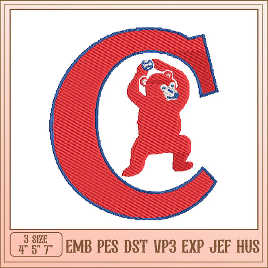 Embroidery Design Cubs Bear Letter C