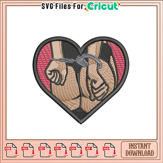 Embroidery Design Cuffed Heart Instant Download