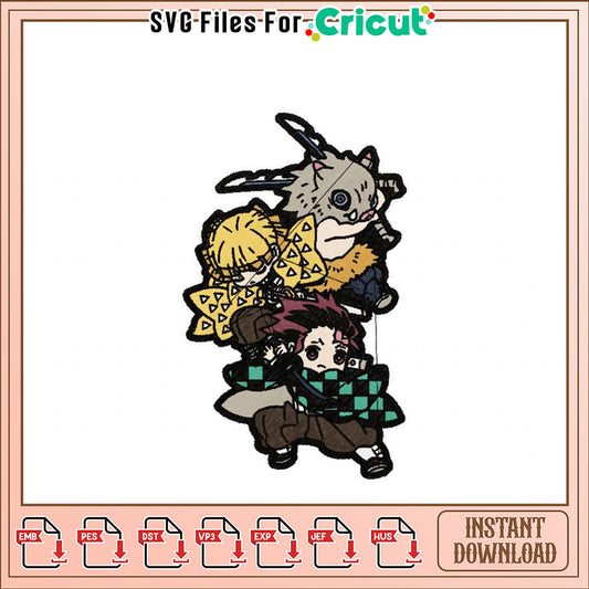 Embroidery Design Cute Anime Characters Instant Download