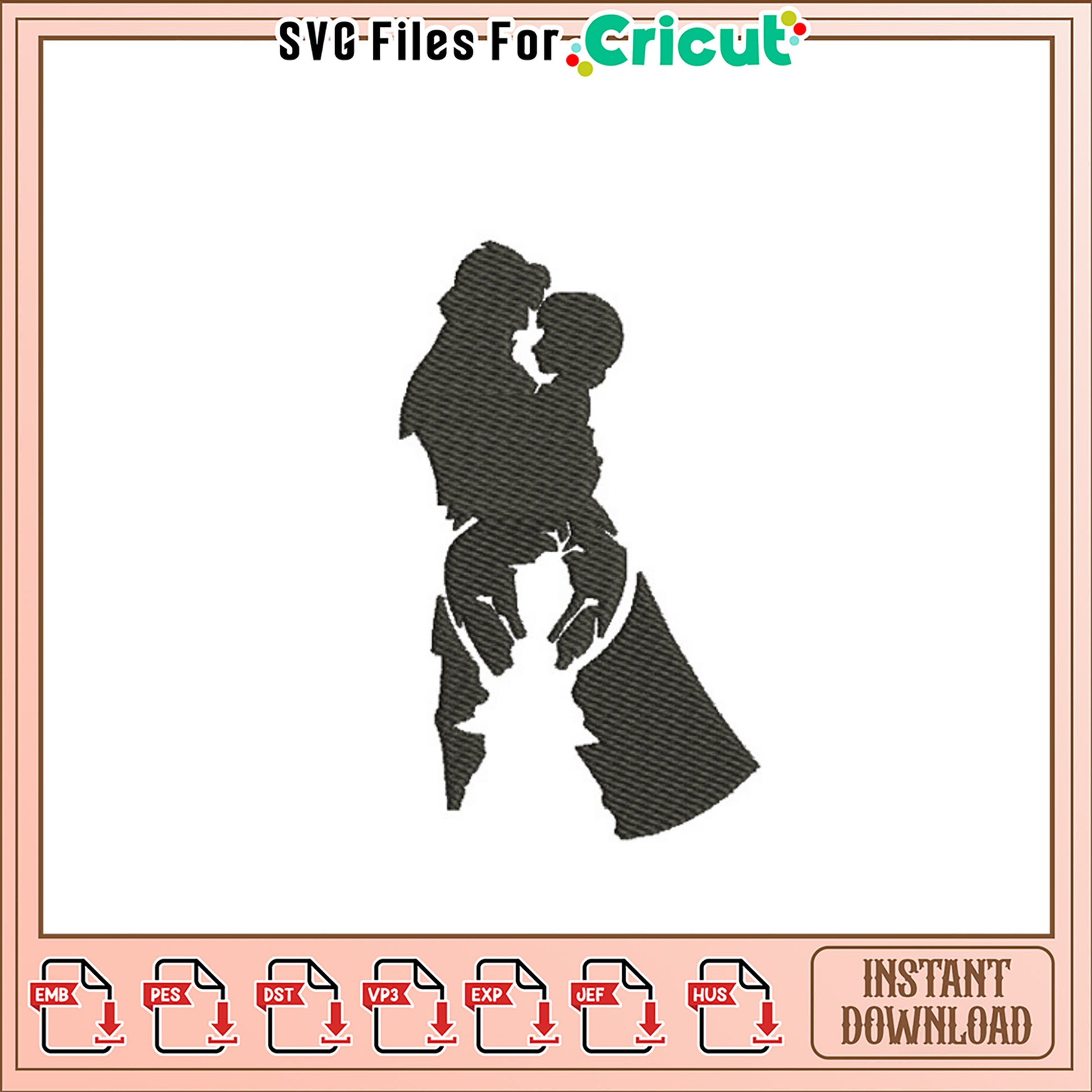 Embroidery Design Father & Child Silhouette