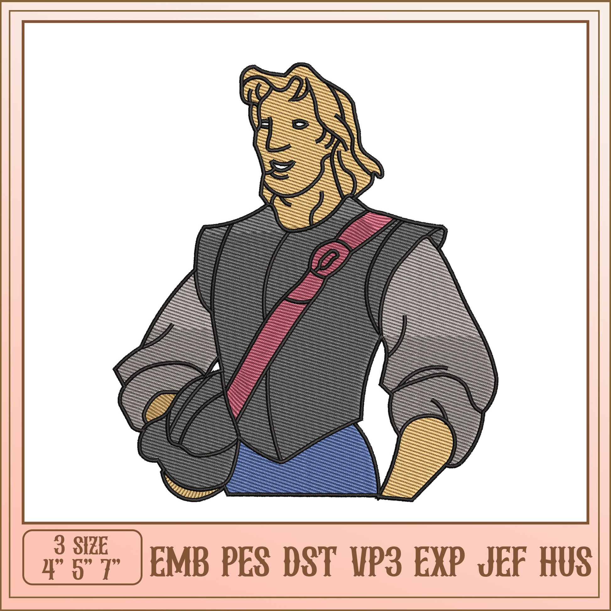 Embroidery Design Format Art Character Three Sizes Available