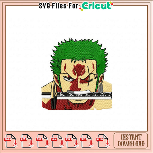 Embroidery Design Green Haired Warrior Instant Download