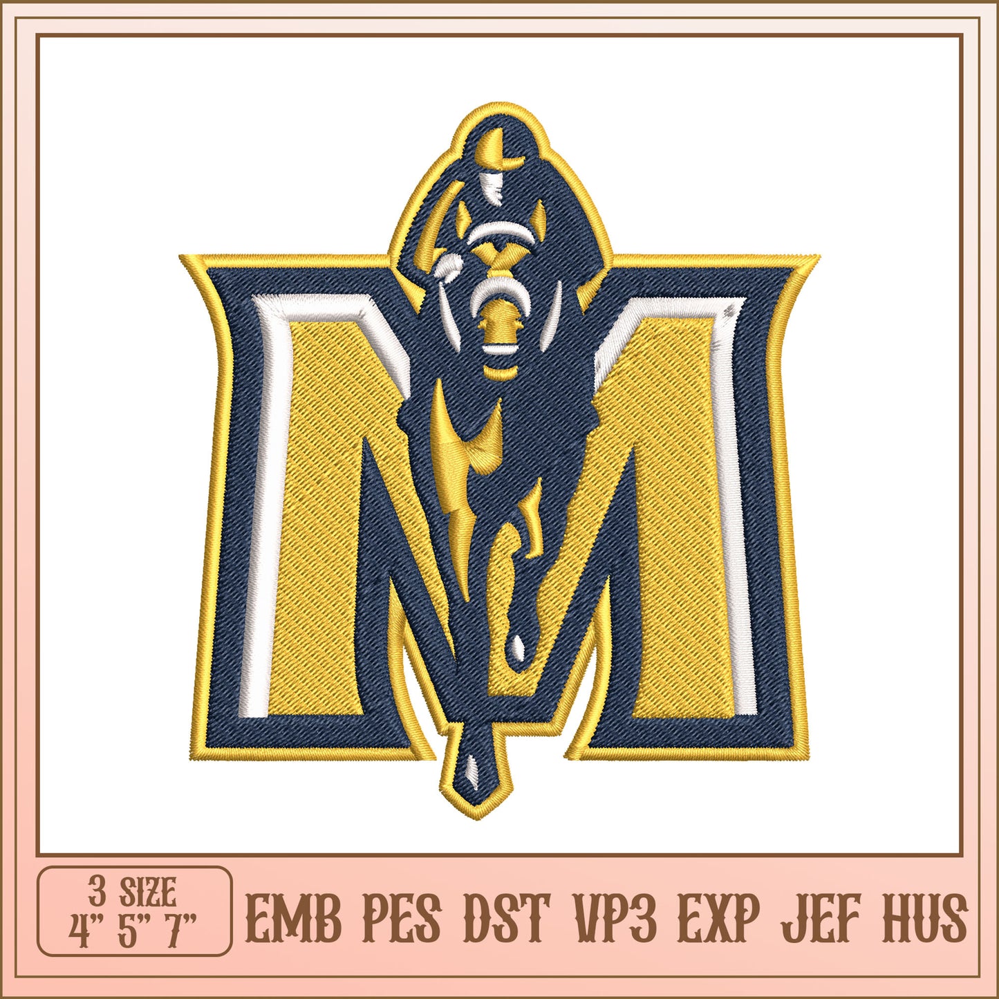 Embroidery Design Jockey Letter M