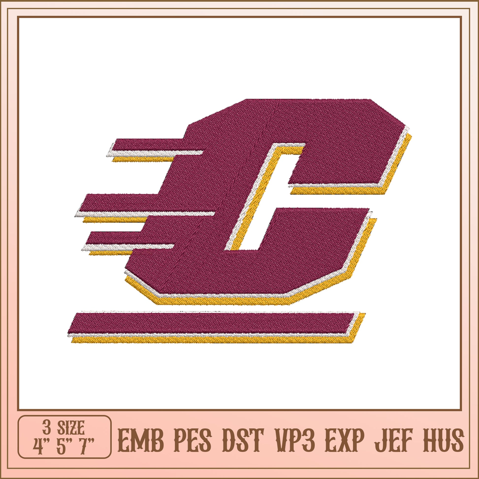 Embroidery Design Letter C 3 Sizes EMB PES DST VP3 EXP JEF HUS