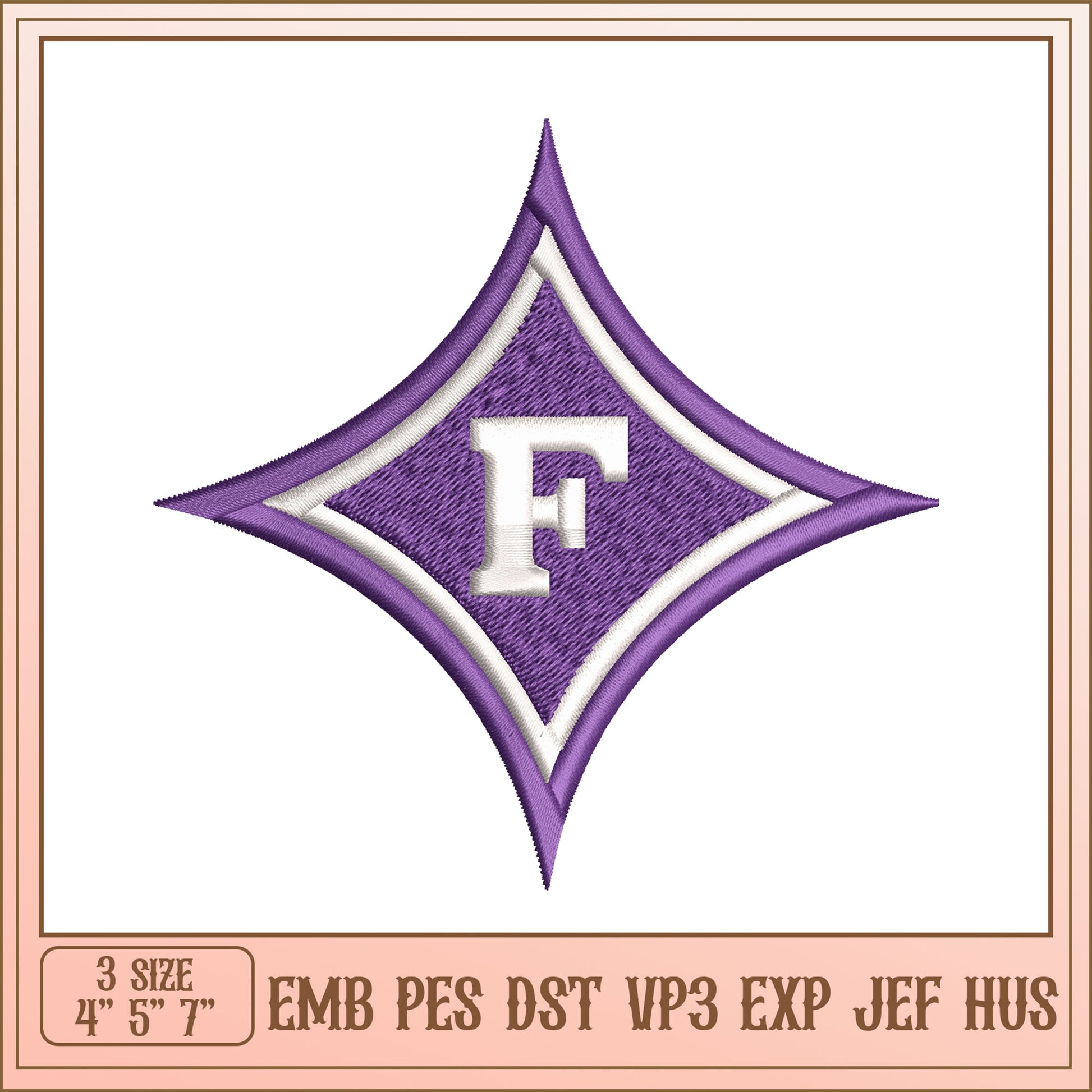 Embroidery Design Letter F Diamond