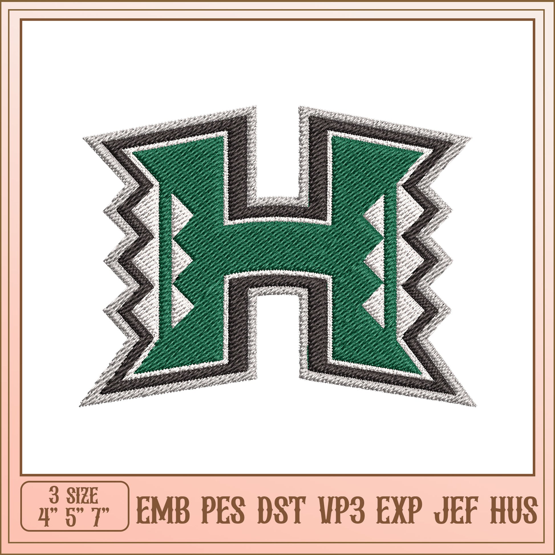 Embroidery Design Letter H 3 Sizes