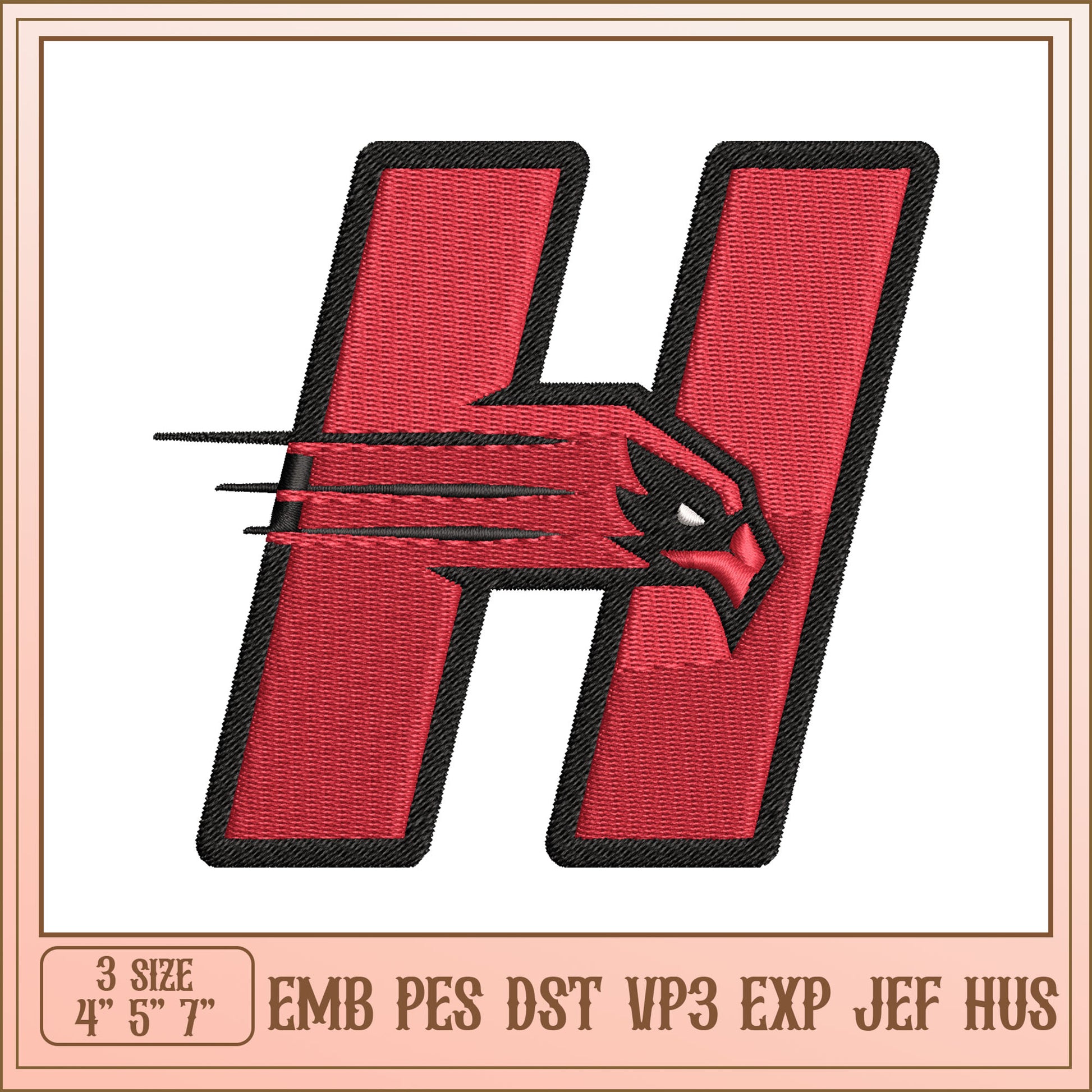 Embroidery Design Letter H with Eagle
