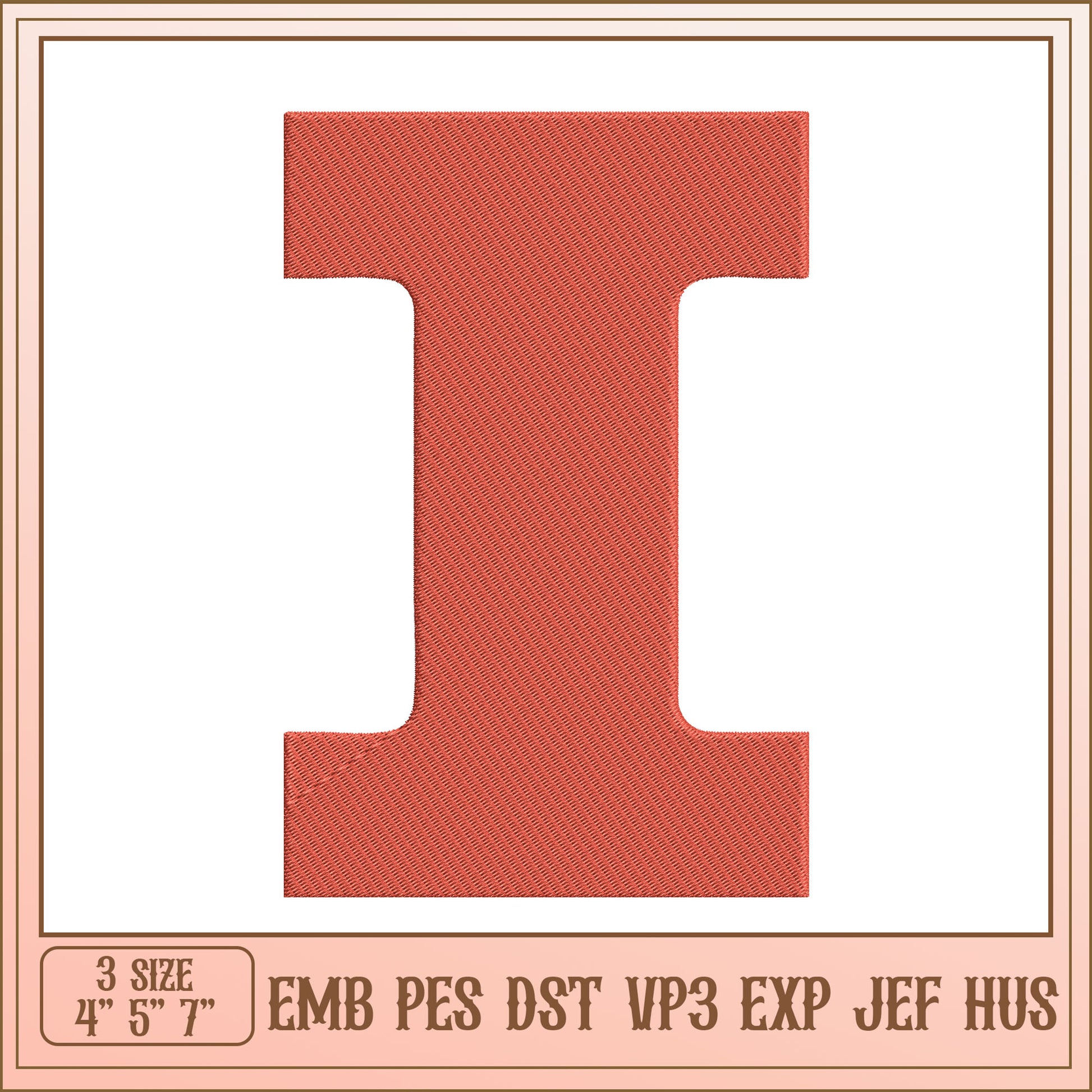 Embroidery Design Letter I 3 Sizes EMB PES DST VP3