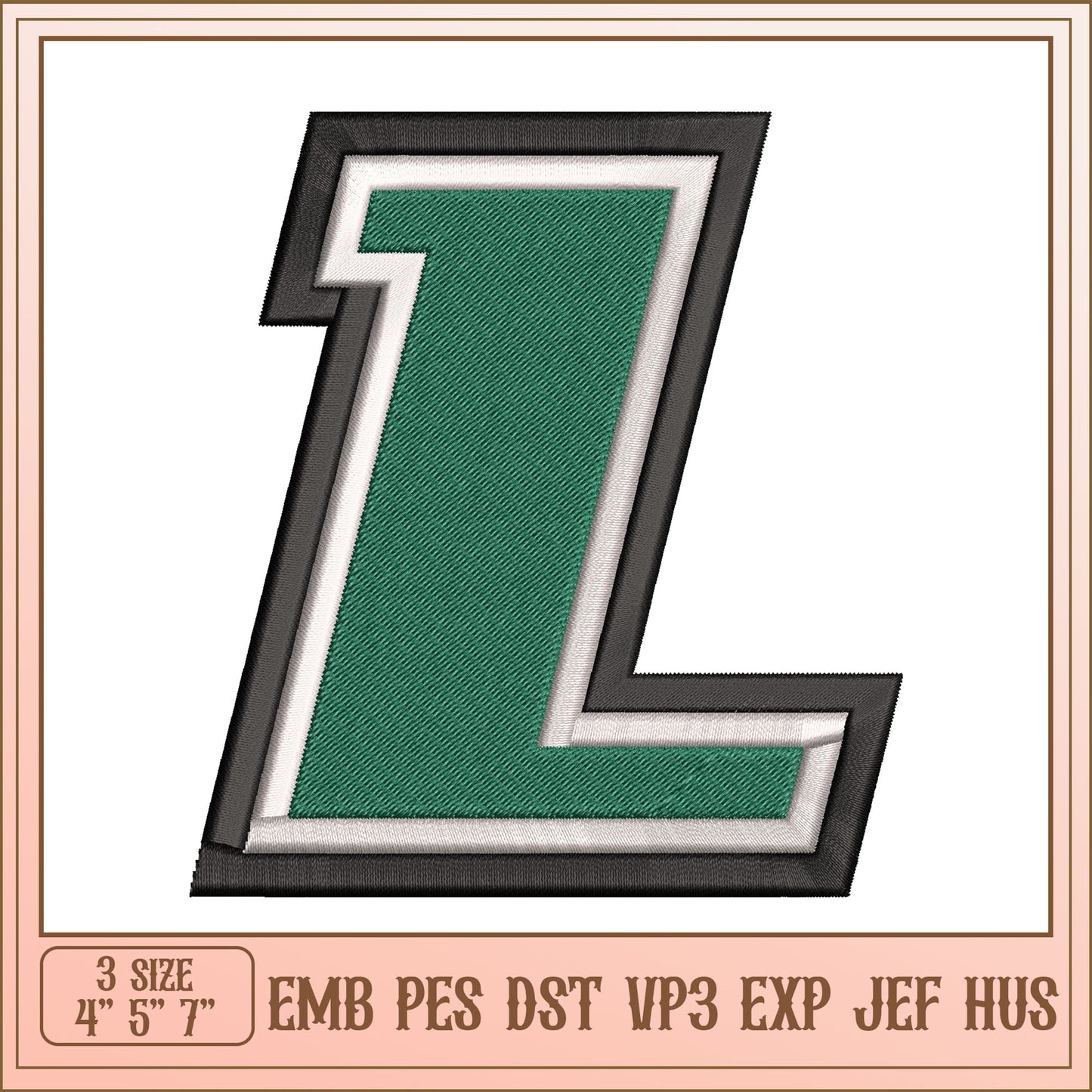 Embroidery Design Letter L 3 Sizes