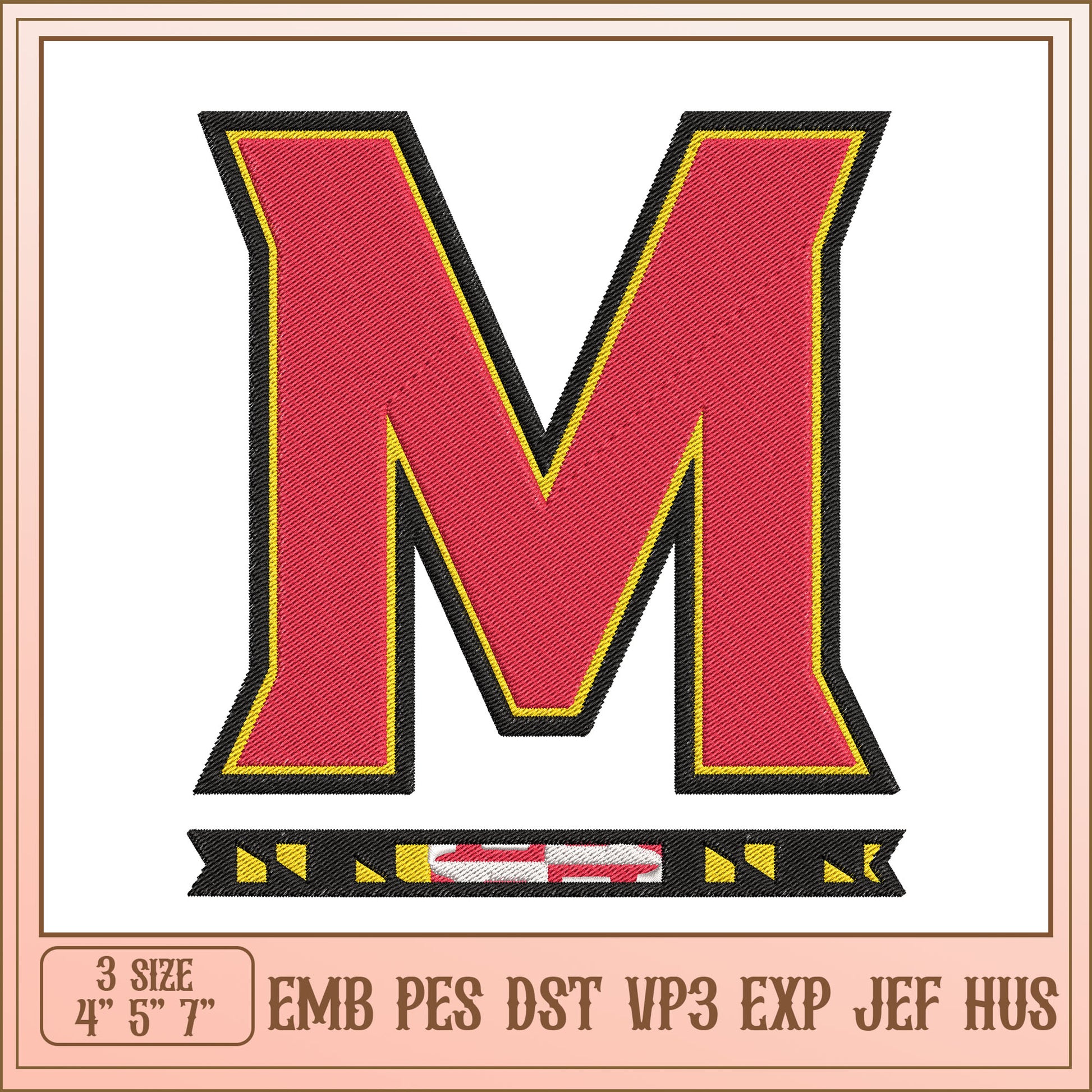 Embroidery Design Letter M 3 Sizes
