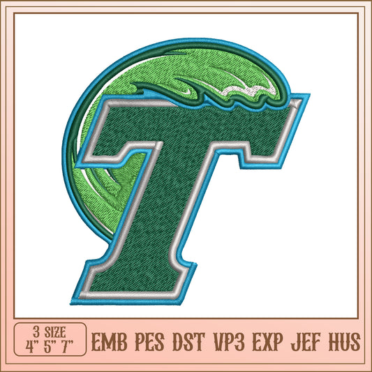 Embroidery Design Letter T Wave