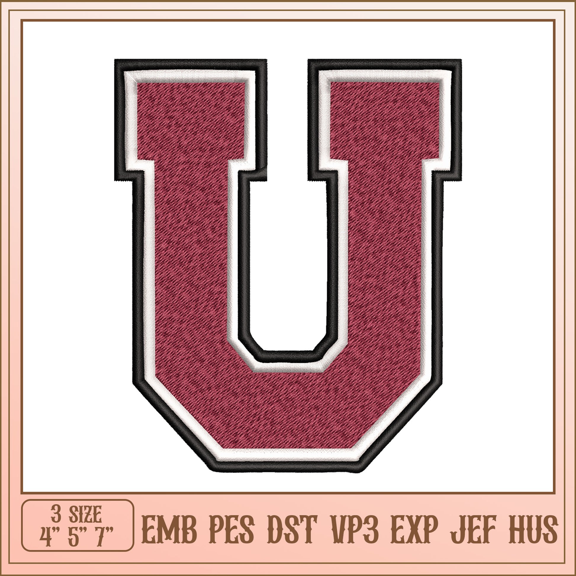 Embroidery Design Letter U