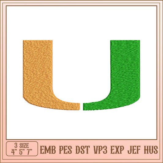 Embroidery Design Letter U 3 Sizes EMB PES DST