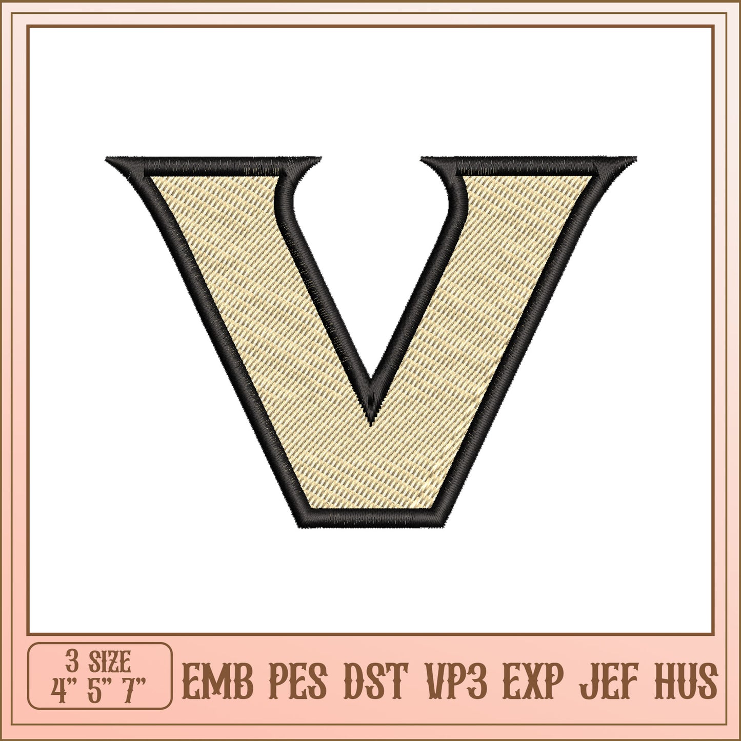 Embroidery Design Letter V