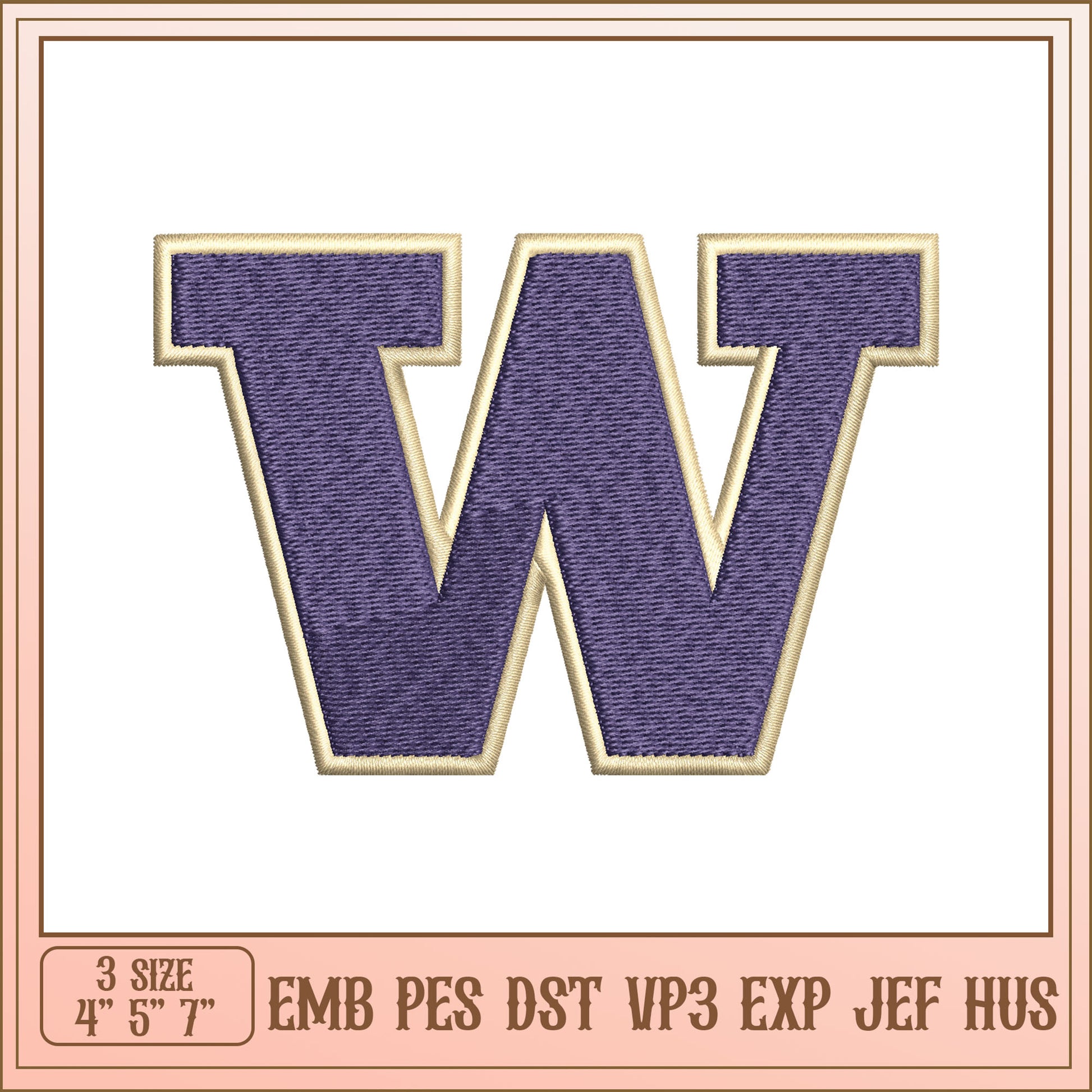 Embroidery Design Letter W 3 Sizes