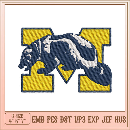 Embroidery Design M Letter Animal