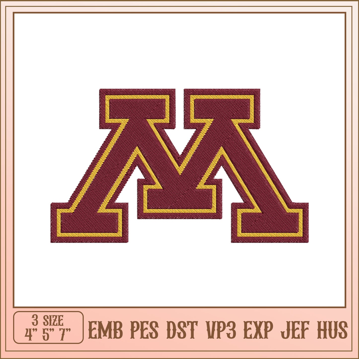 Embroidery Design Maroon & Gold M Letter