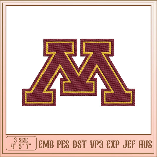 Embroidery Design Maroon & Gold M Letter