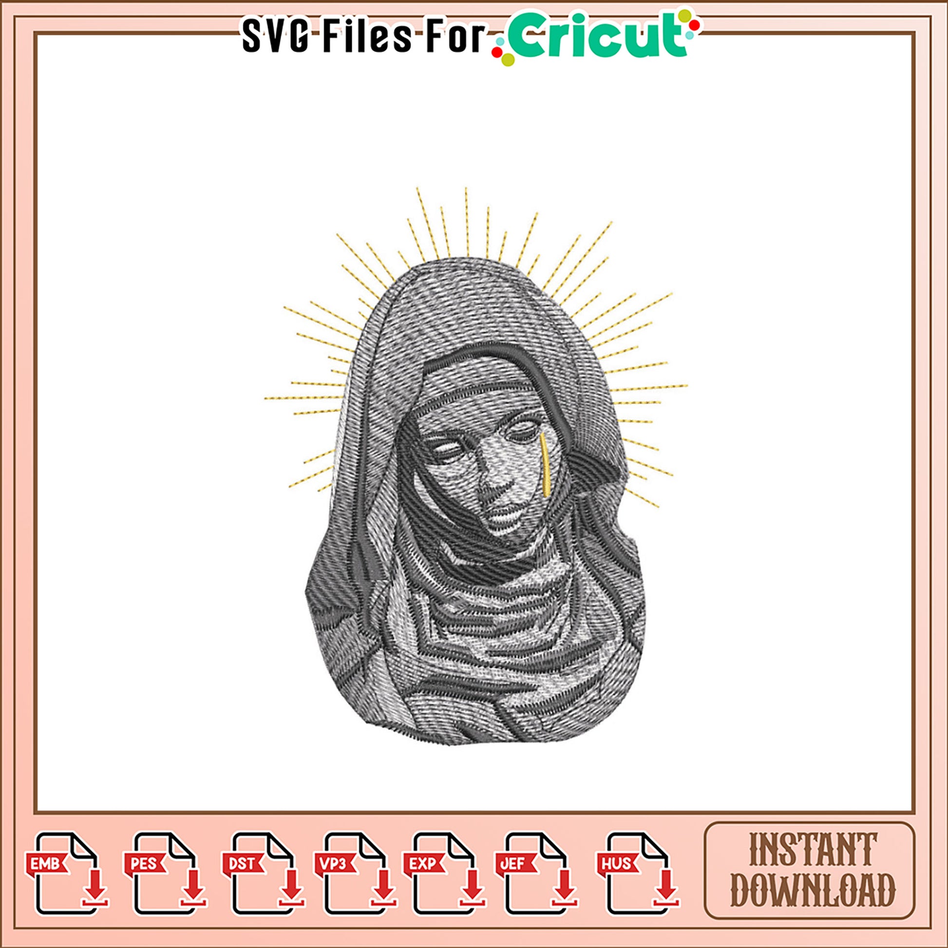 Embroidery Design Modern Mary Instant Download