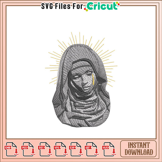 Embroidery Design Modern Mary Instant Download