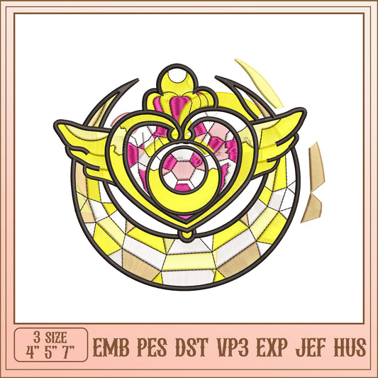 Embroidery Design Moon Heart Charm