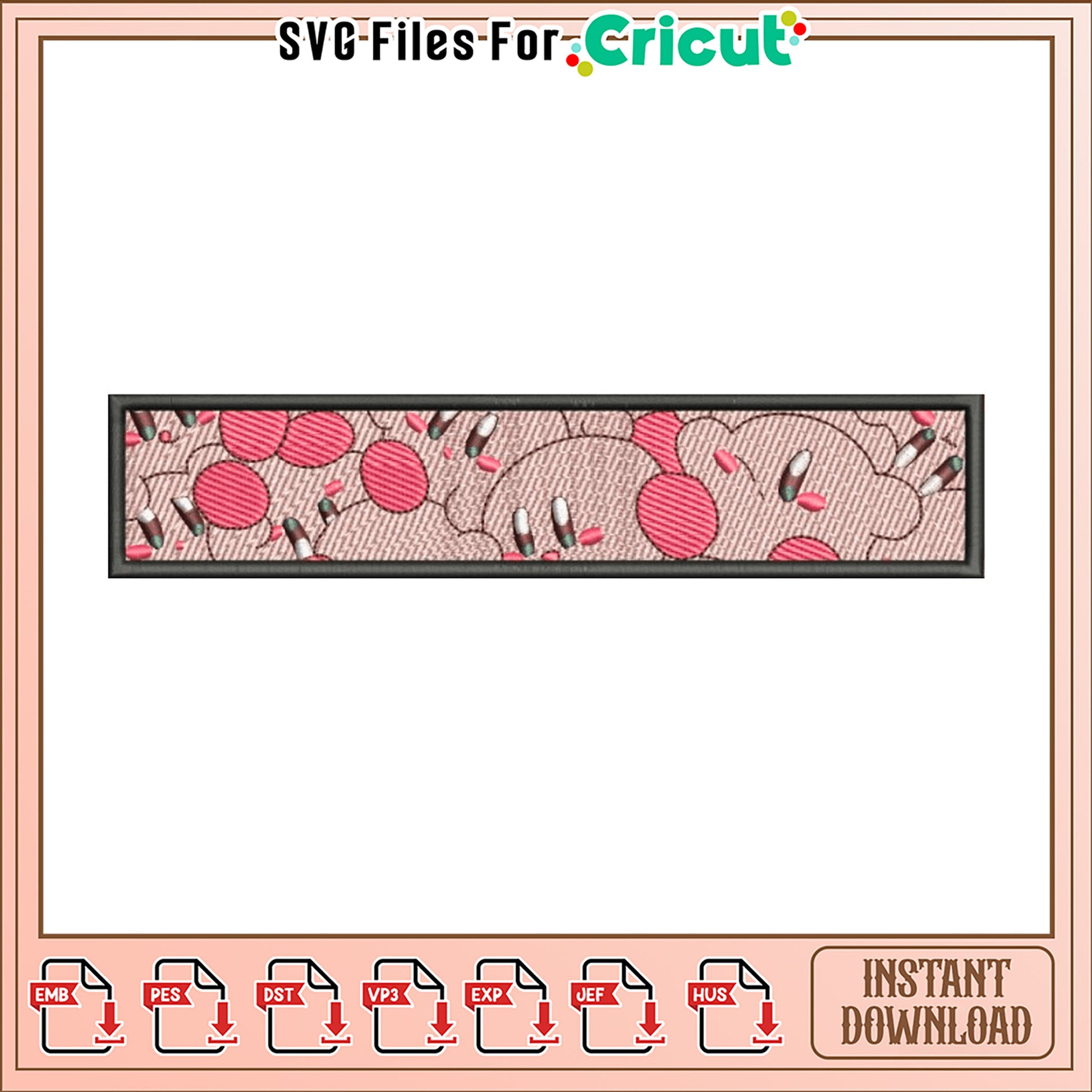 Embroidery Design Pink Capsule Pattern