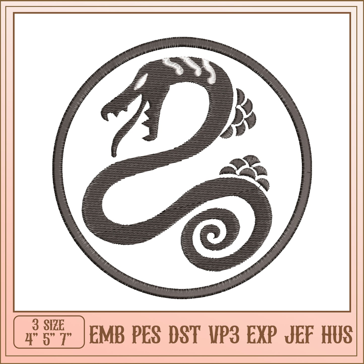 Embroidery Design Snake Circle