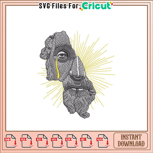 Embroidery Design Sunburst Face Instant Download