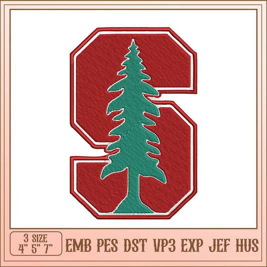 Embroidery Design S with Tree, 3 Sizes
