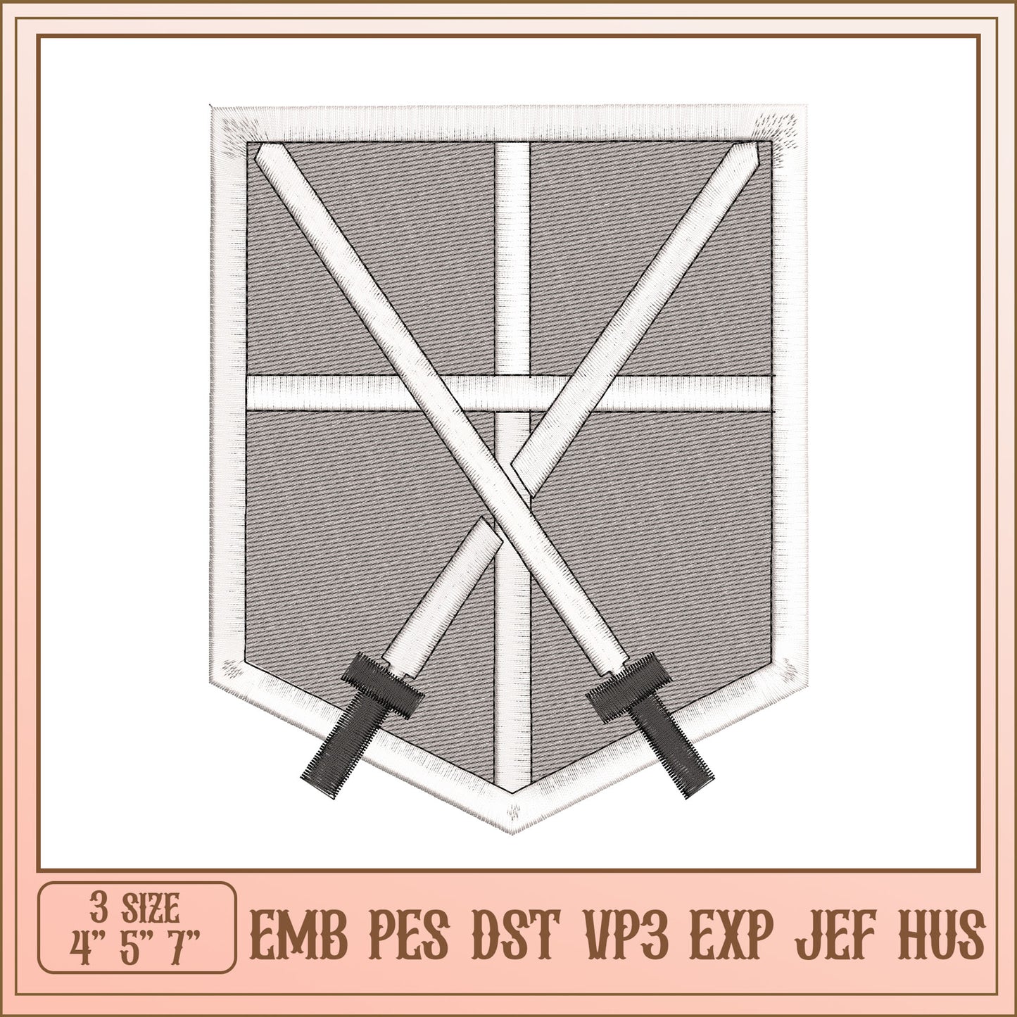 Embroidery Design Swords Shield 4x7