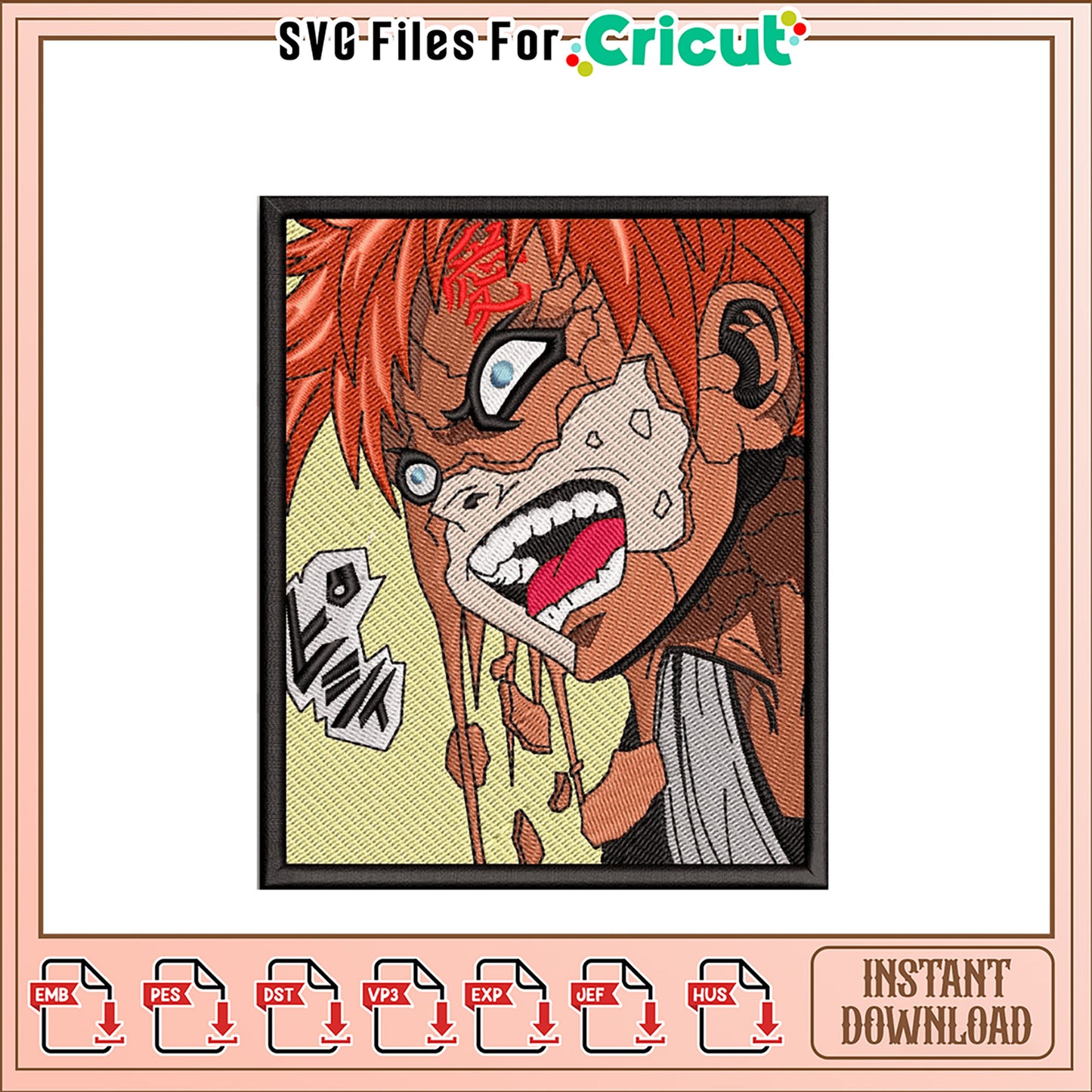 Embroidery Design for Instant Download Anime Art